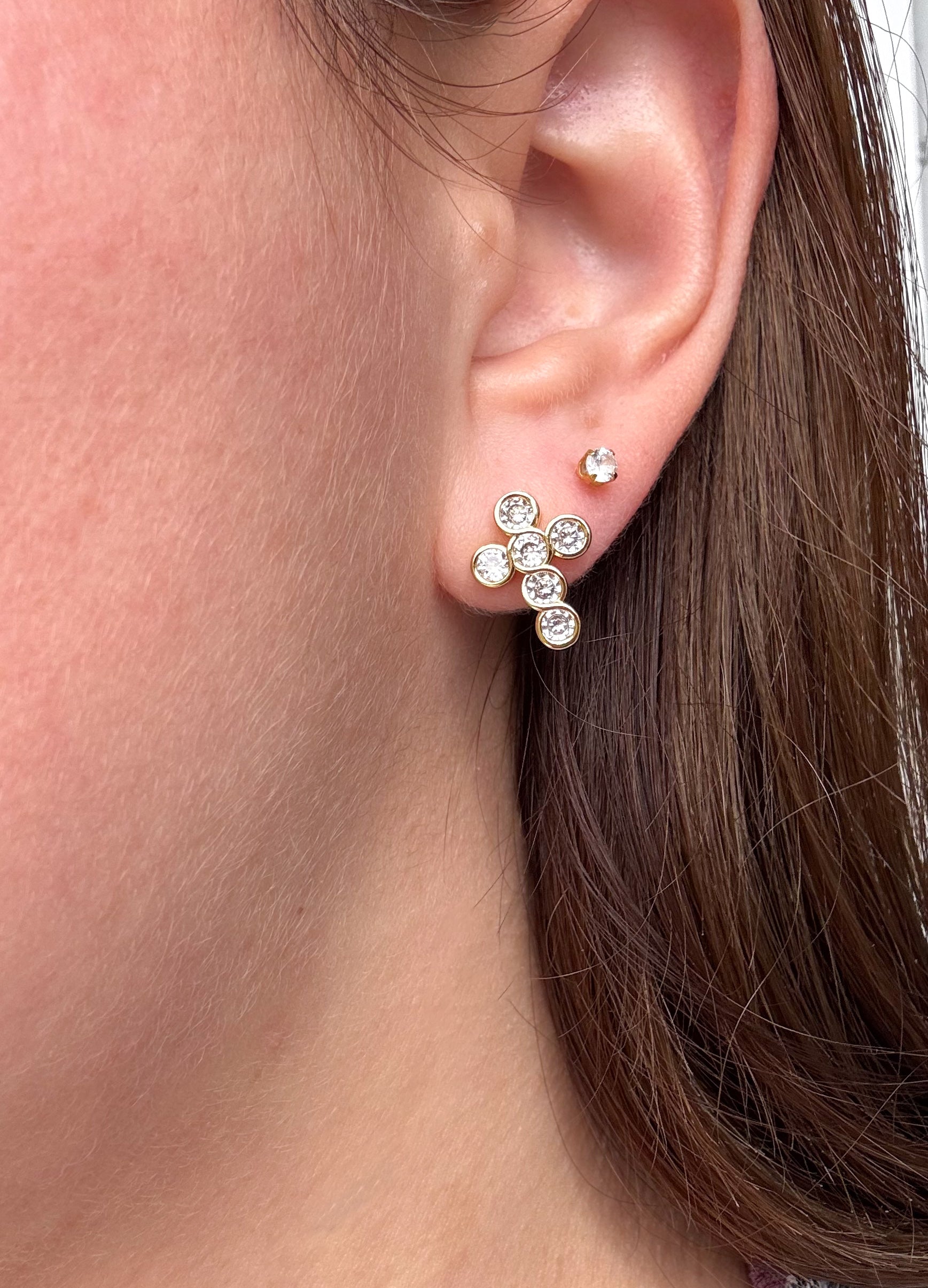 Golden Crystal Cross Earrings