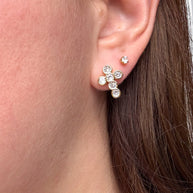 Golden Crystal Cross Earrings