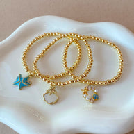 Blue and White Beach Vibes Charms Elastic Bracelets
