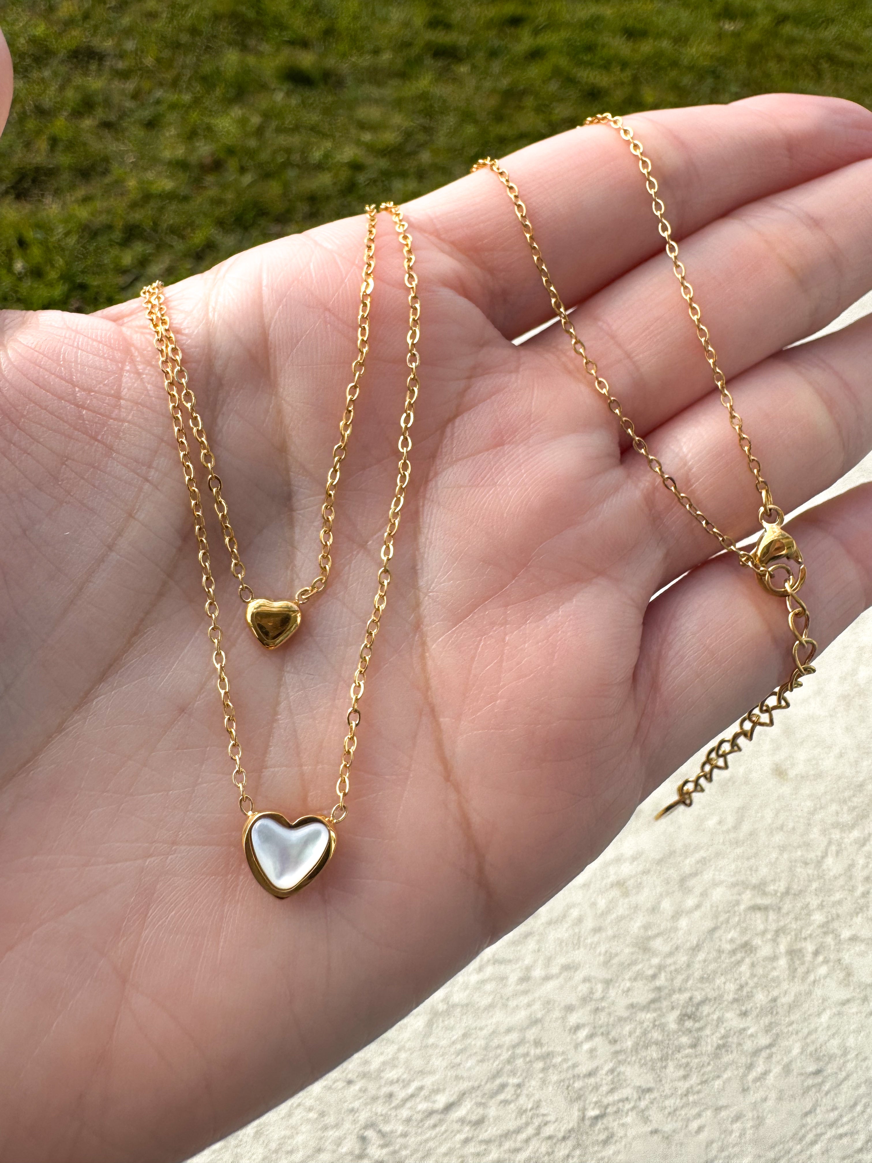 Double Heart Steel Necklace