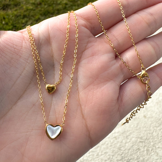Double Heart Steel Necklace