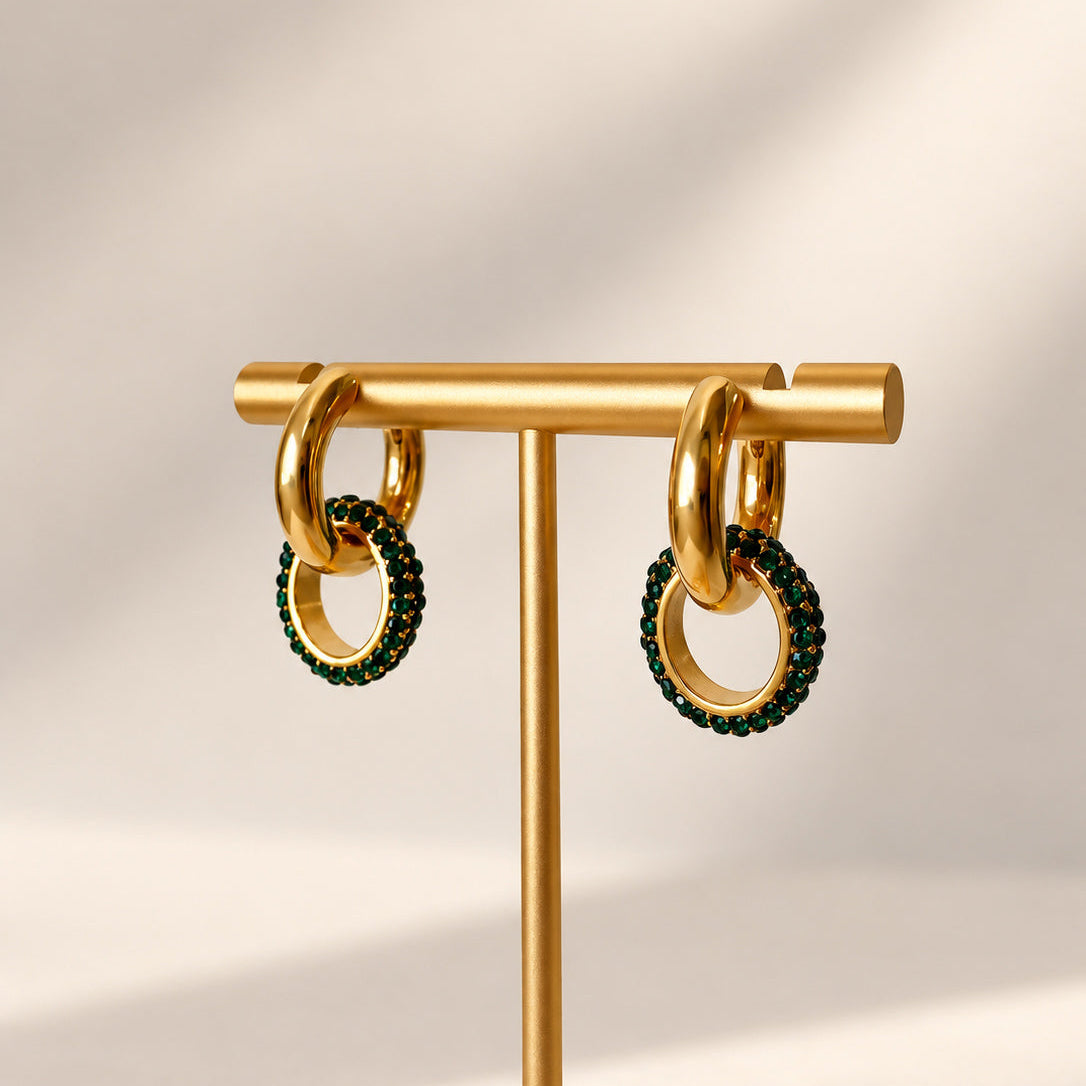 Golden and Green Zircons Steel Hoops