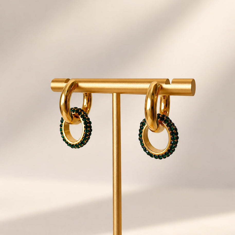 Golden and Green Zircons Steel Hoops