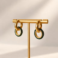Golden and Green Zircons Steel Hoops