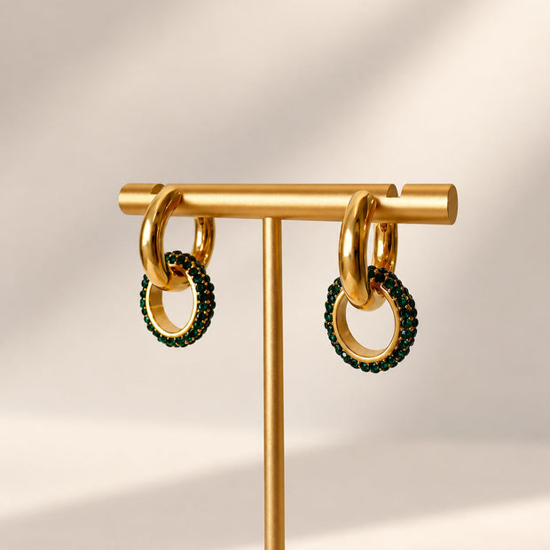 Golden and Green Zircons Steel Hoops