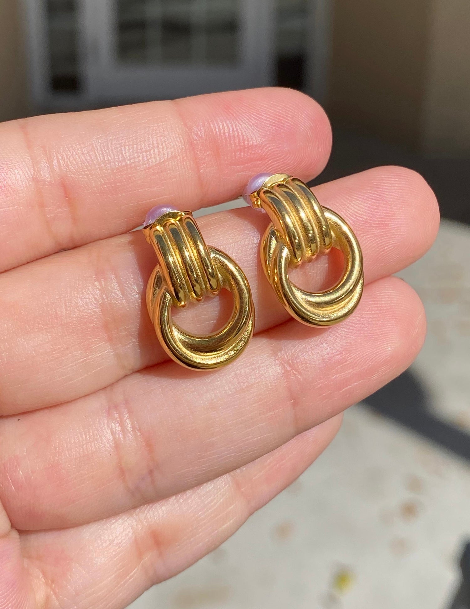 Interlaced Steel Golden Earrings