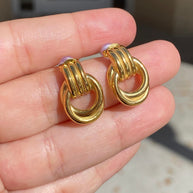 Interlaced Steel Golden Earrings
