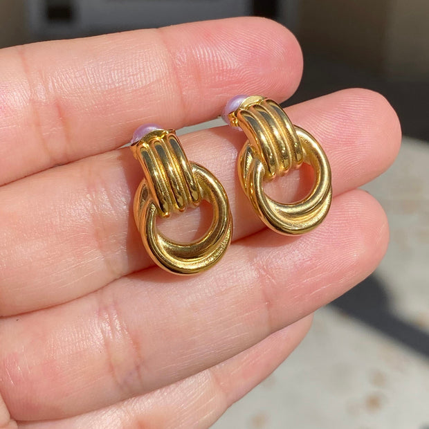 Interlaced Steel Golden Earrings