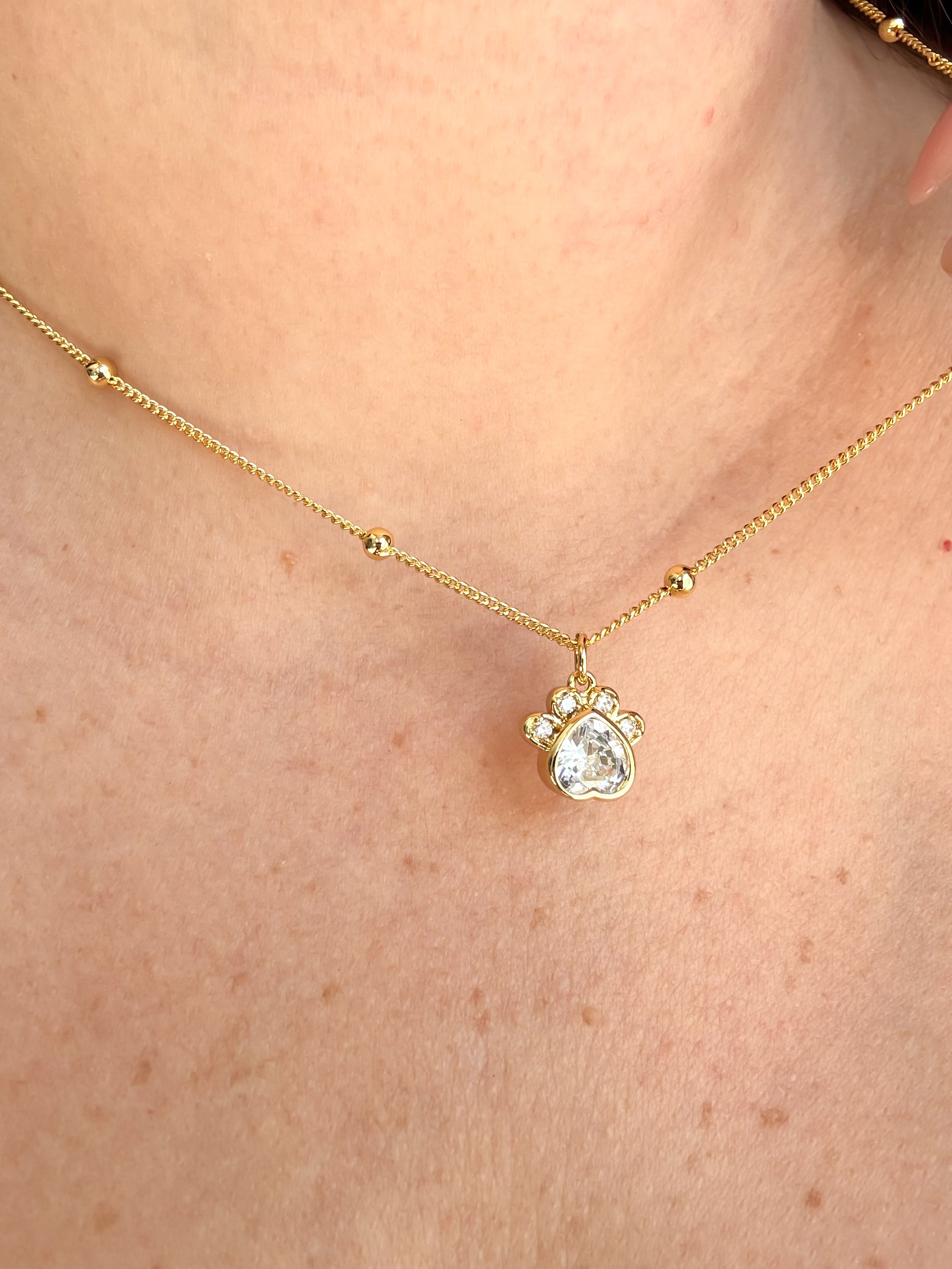 Dog Paw Crystal Necklace