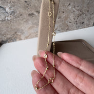 Hearts and Crystals 14k Solid Gold Necklace