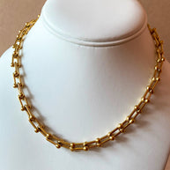 Golden Steel Medium Links Pattern Necklace