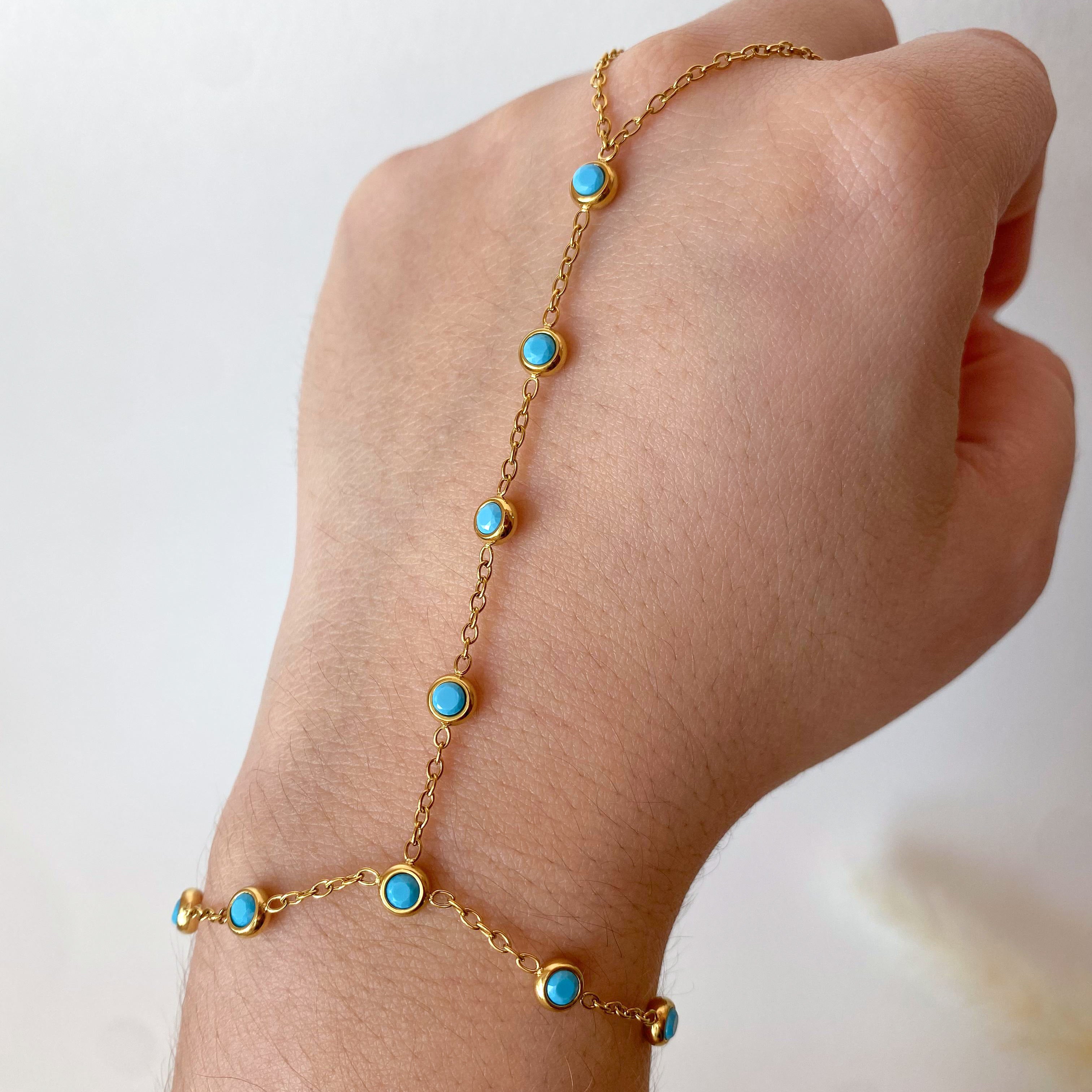 Turquoise Crystal Steel Ring - Bracelet