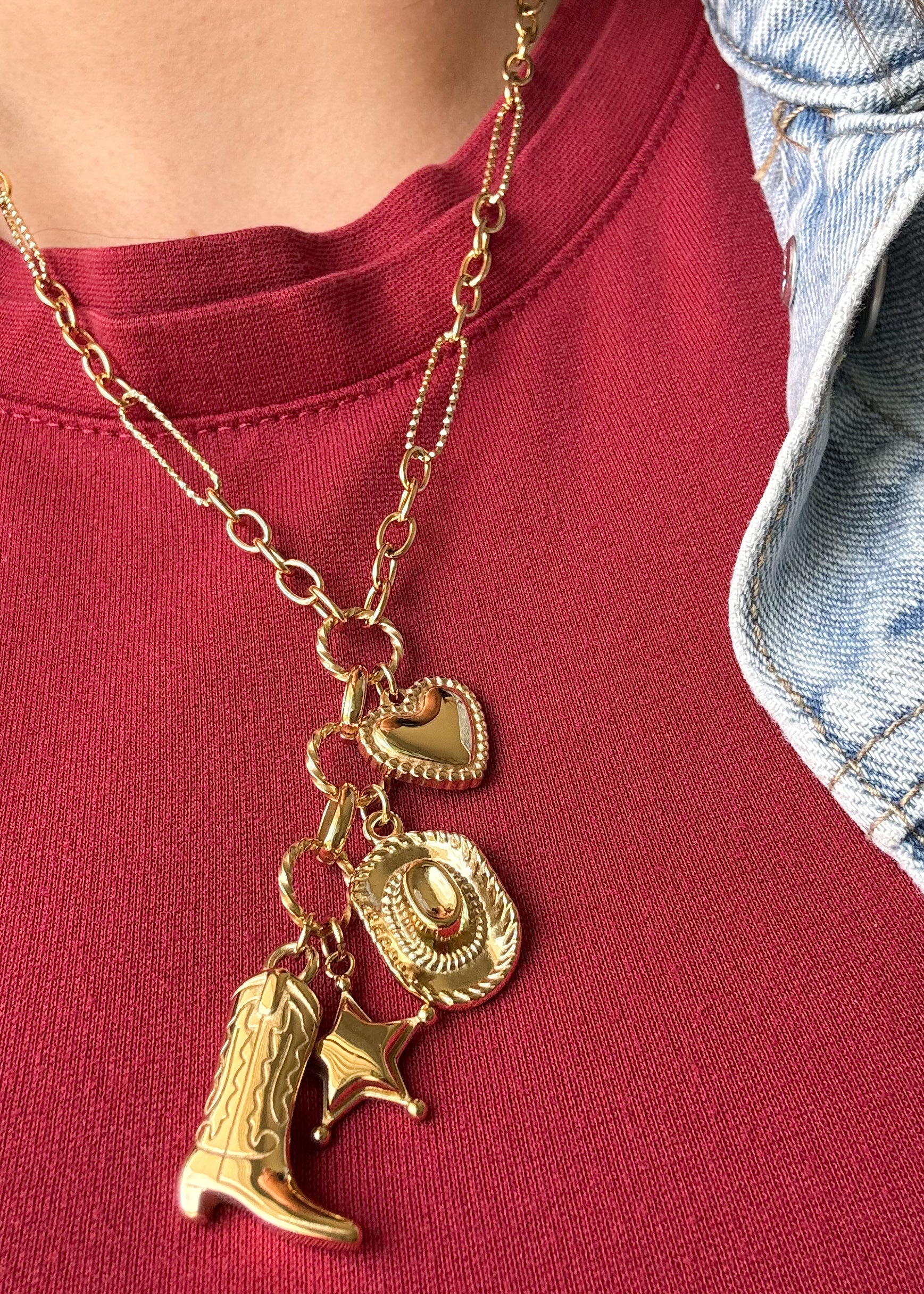 Cowboy Style Multi Charm Necklace