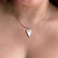 Mother of Pearl Heart Plain Adjustable Necklace