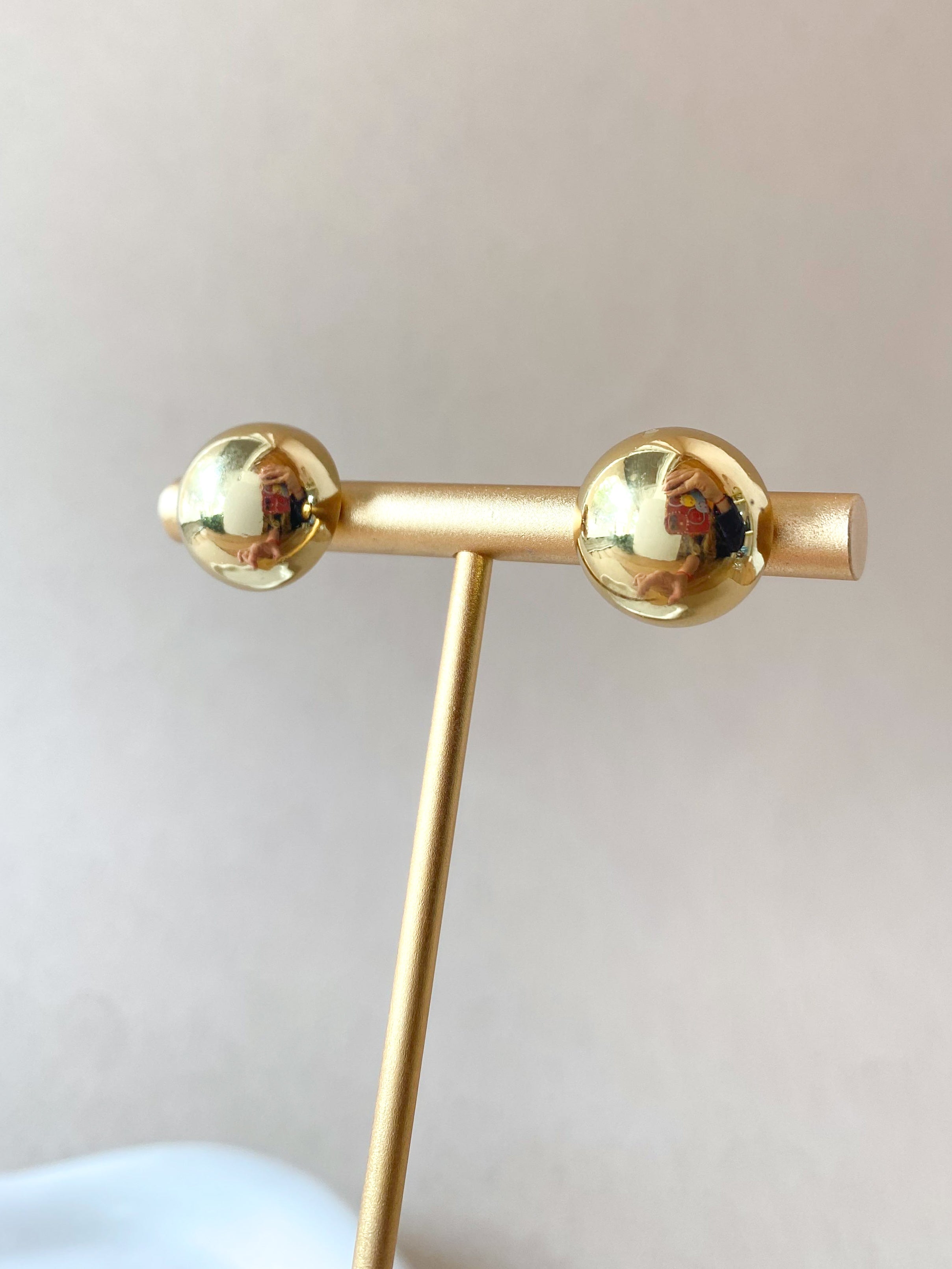 Golden Steel Circular Medium Earrings