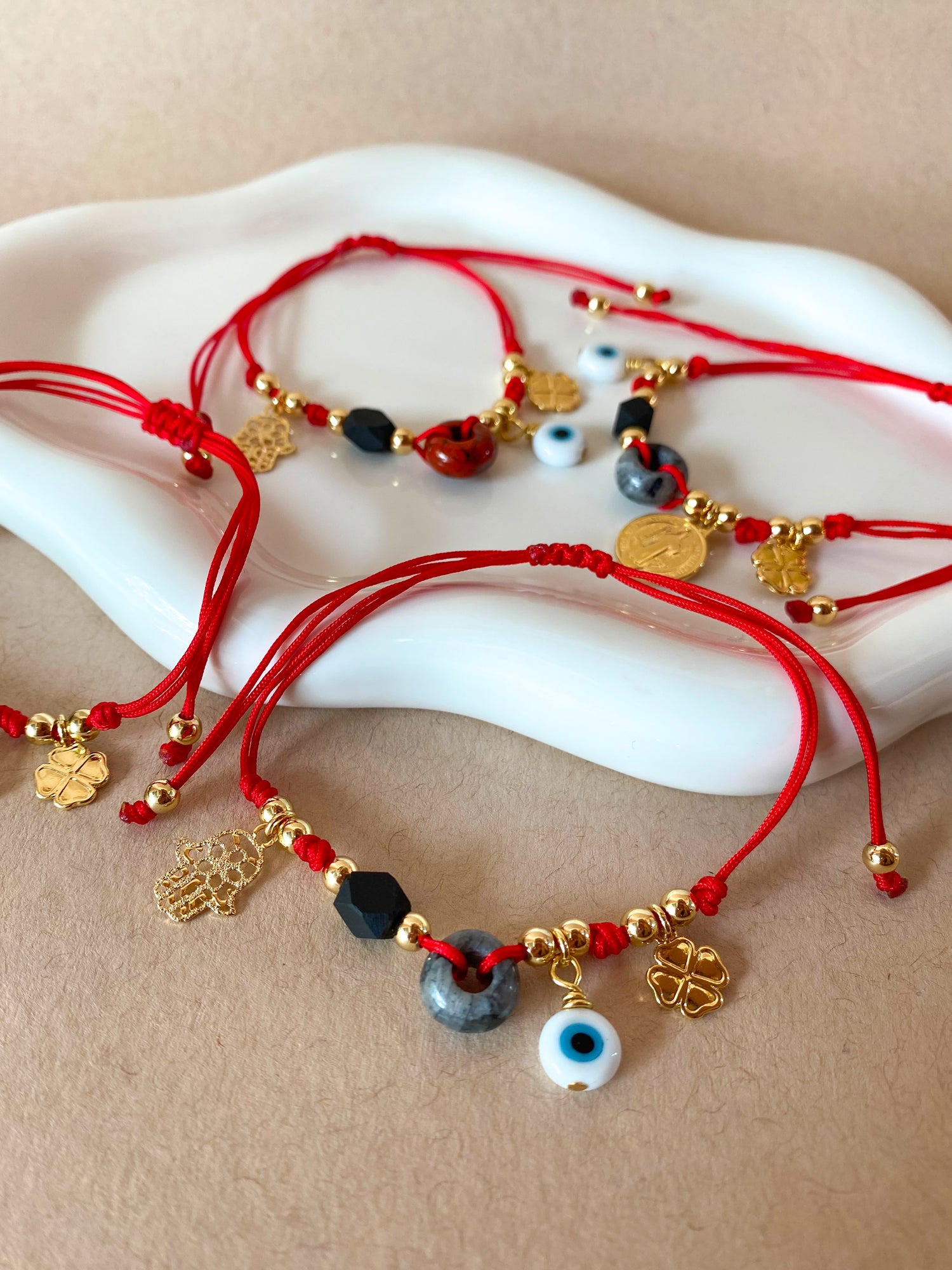 Red Thread Protection Multi Charms Adustable Bracelets