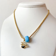 Blue Turkish Stone and Faith with Black Heart Necklace