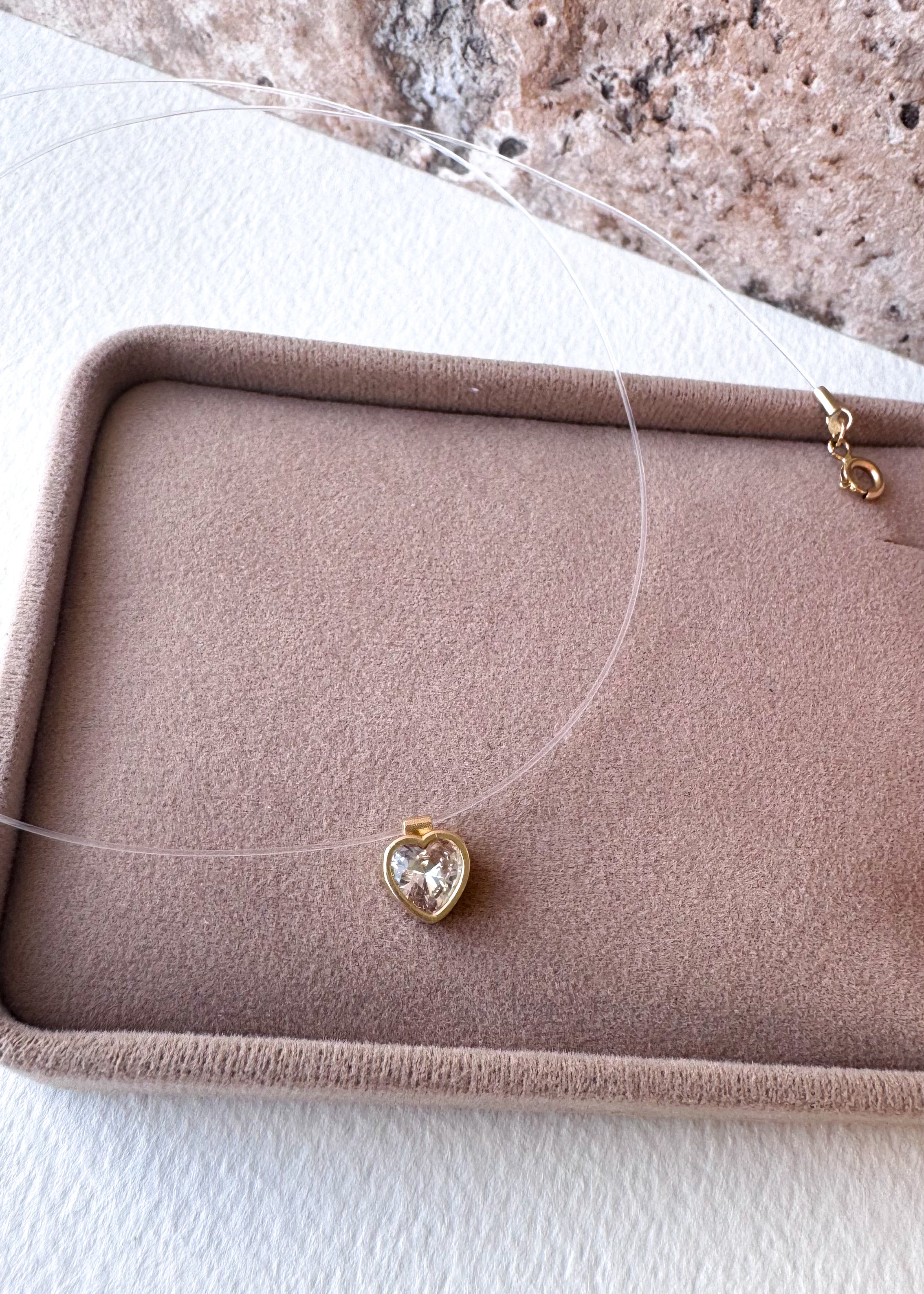 Heart Style Ghost Chain 14k Solid Gold Necklace