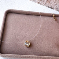 Heart Style Ghost Chain 14k Solid Gold Necklace