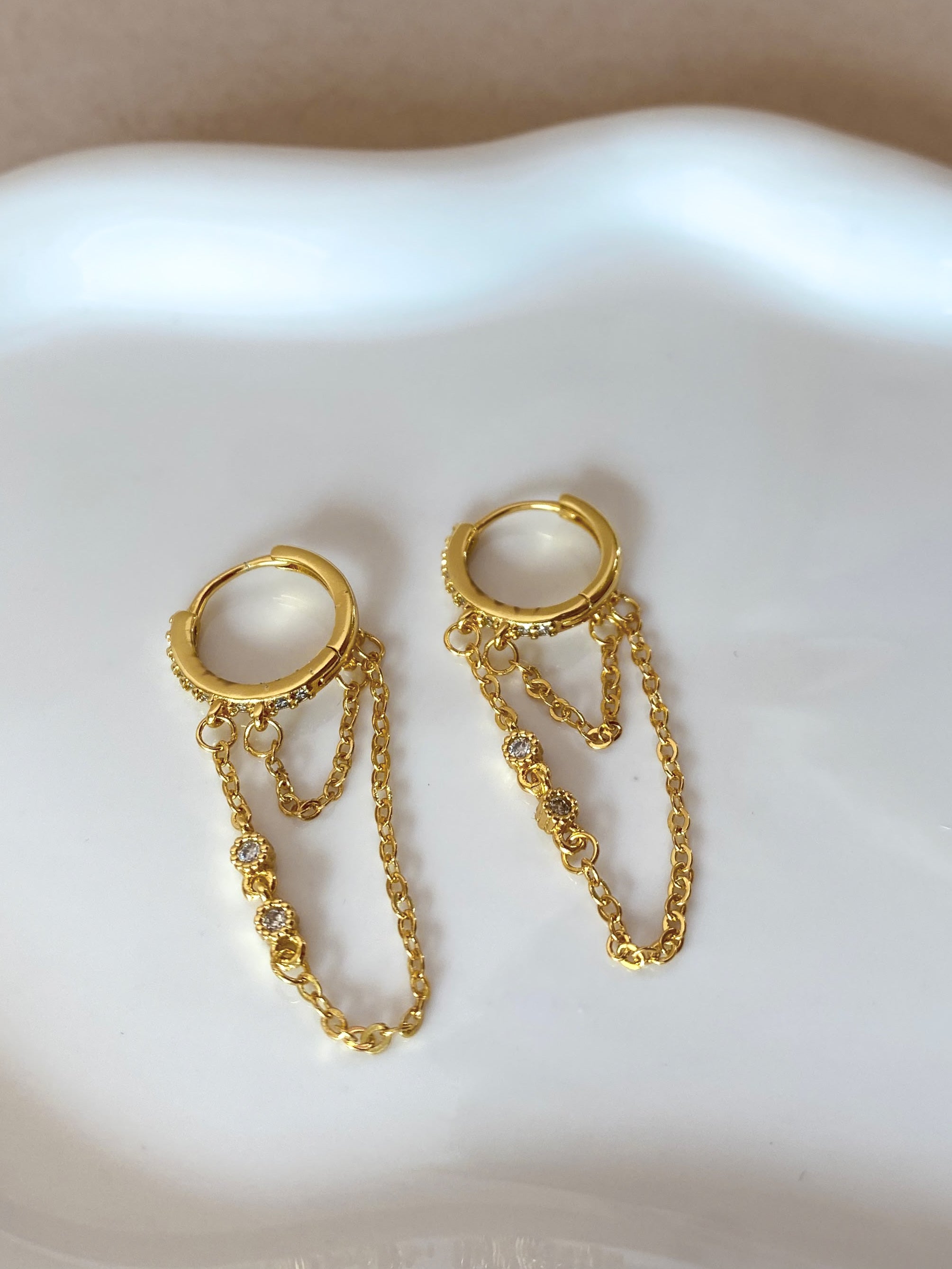 Golden 2 Chains Style Large Hoops