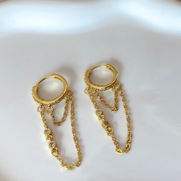 Golden 2 Chains Style Large Hoops