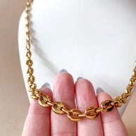 Large Golden Steel Coffee Grain Necklace