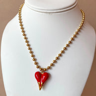 Red Heart Golden Steel Necklace