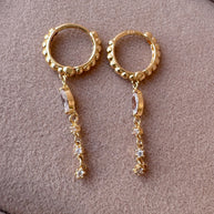 Crystal Drop 14k Solid Gold Hoops