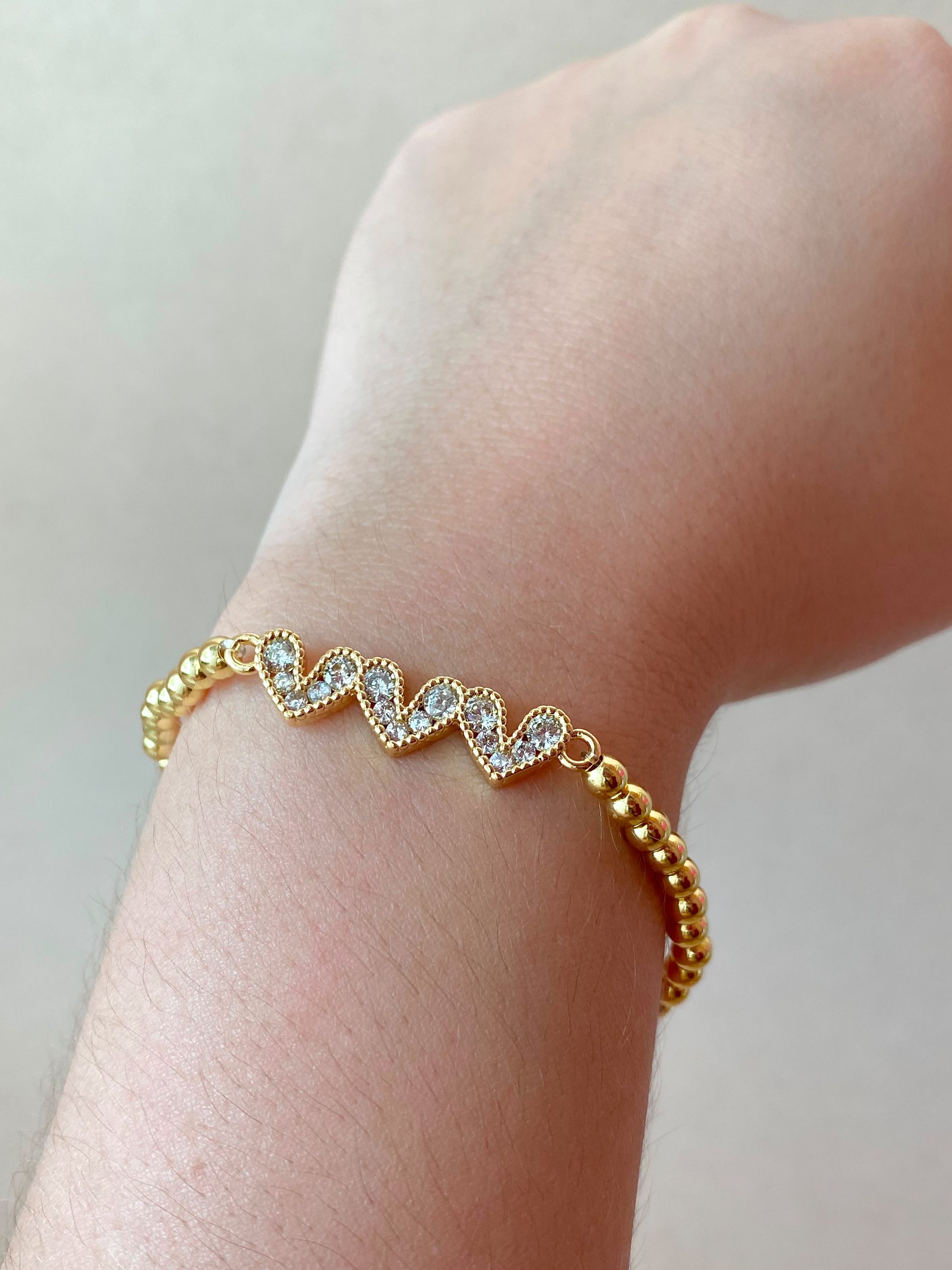 3 Hearts Crystals Elastic Bracelet