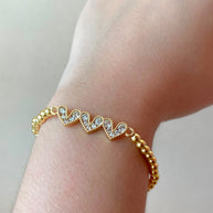 3 Hearts Crystals Elastic Bracelet