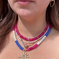 Multicolor Big Sun Morganita Beads Necklace