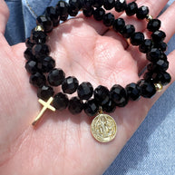 Rosary Style Black & Red Crystals Bracelets