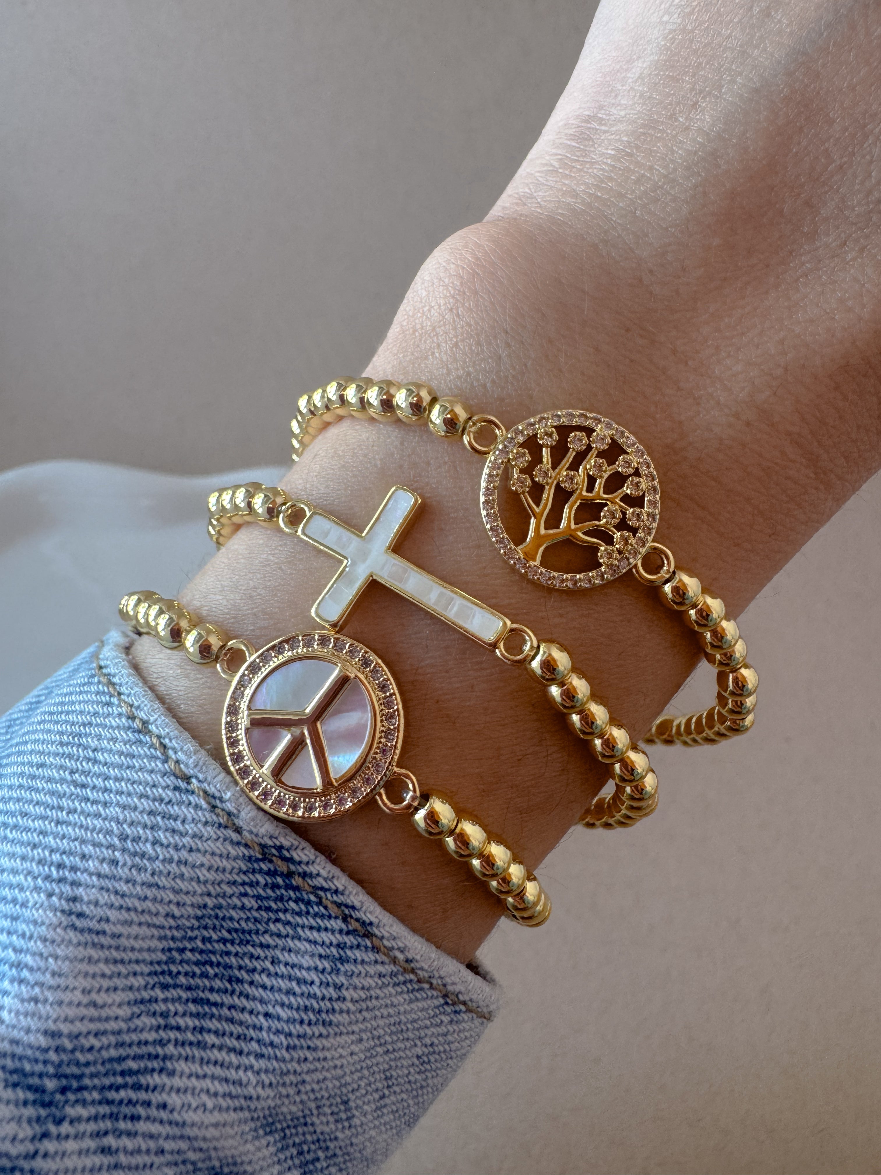 Cross & Various Charms Elastic Bracelets