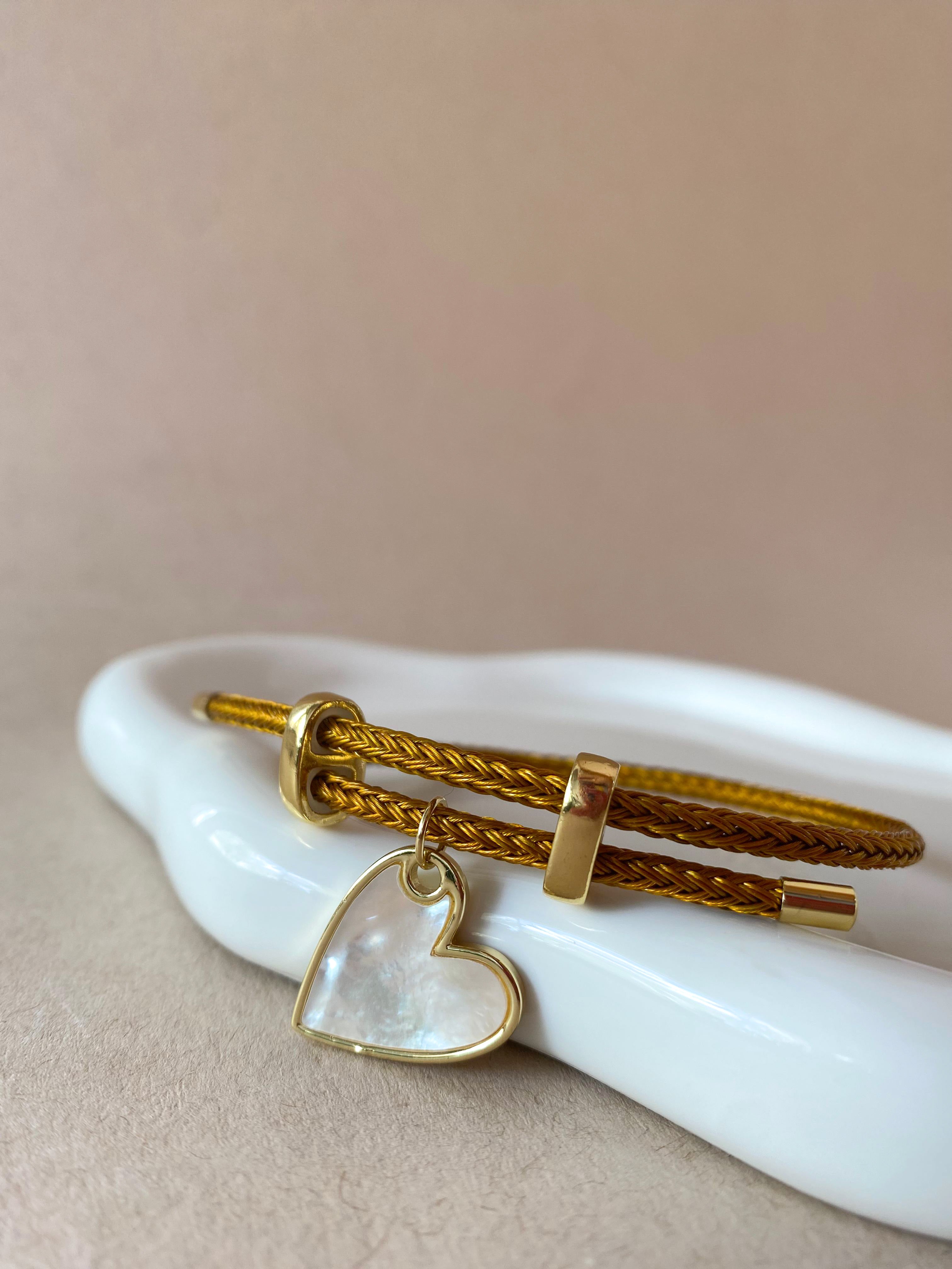 Mother of Pearl Heart Camel Adjustable Bracelet