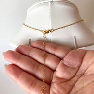 Gold Steel Long Y Drop Necklace with Zirconia