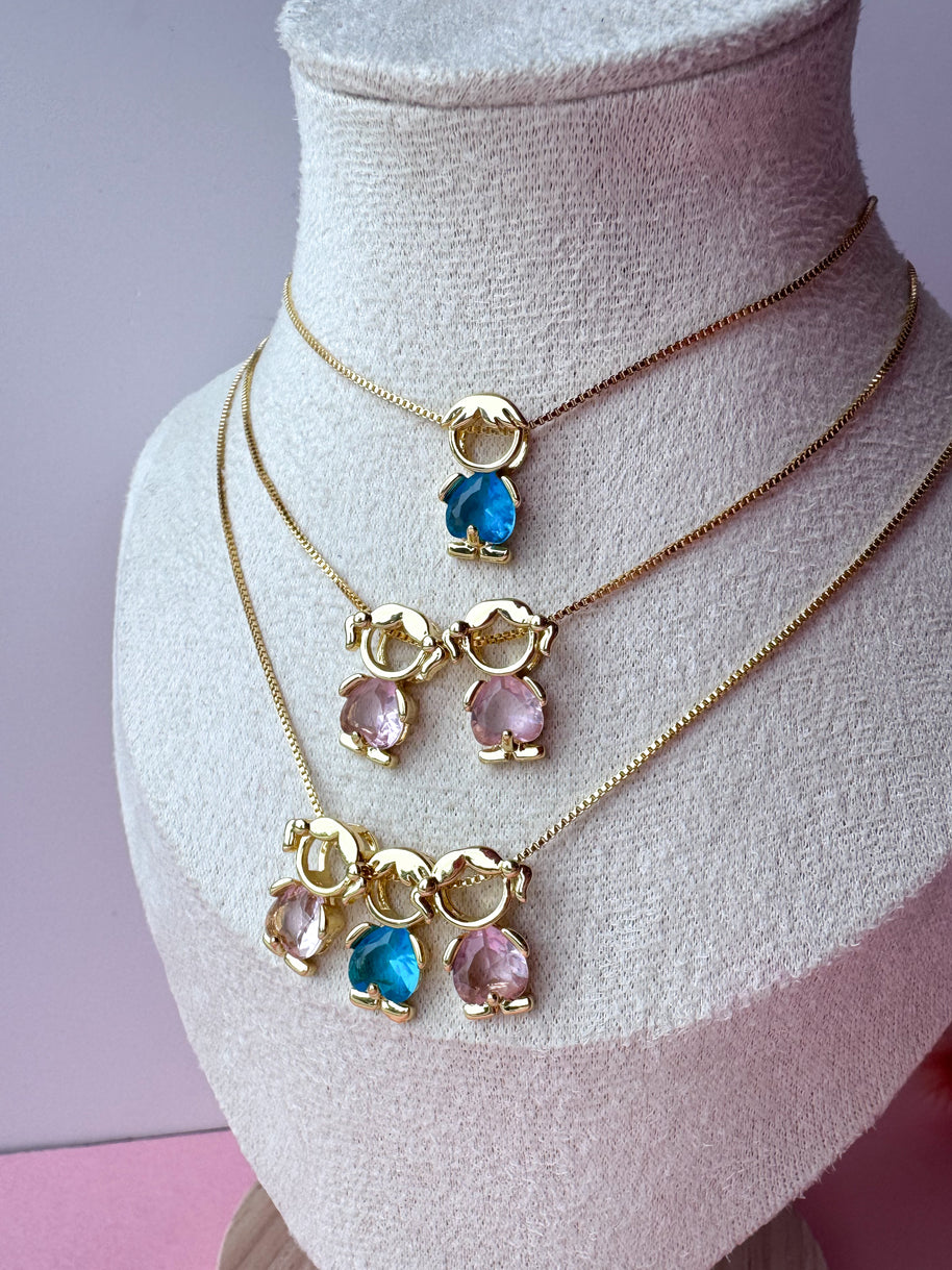 Pink & Blue Medium Kids Necklaces