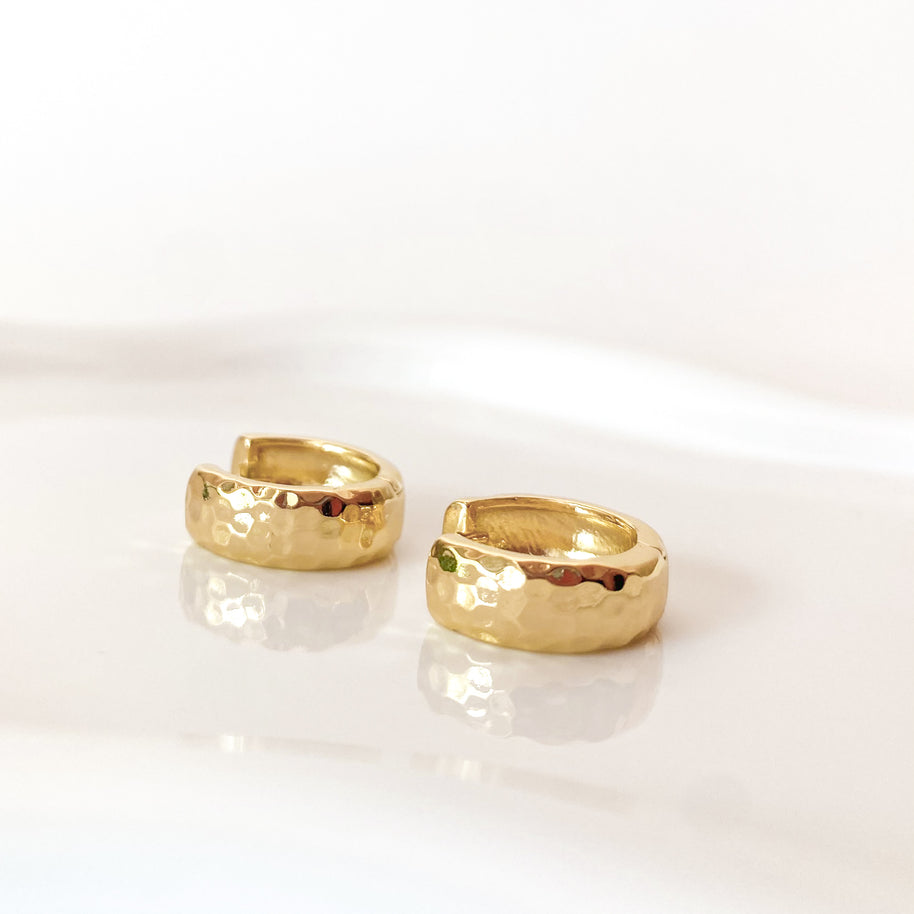 Golden Thick Wide Polished Hoops Earrings