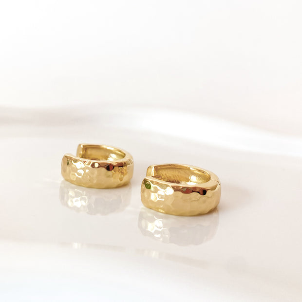 Golden Thick Wide Polished Hoops Earrings