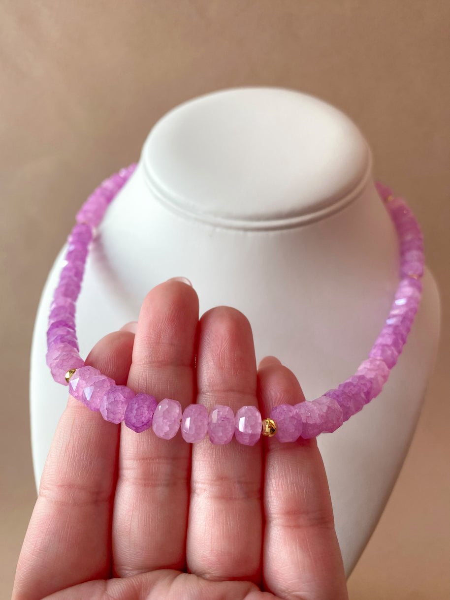 Orange, Green, Pink and Purple Crystal Beads Necklaces