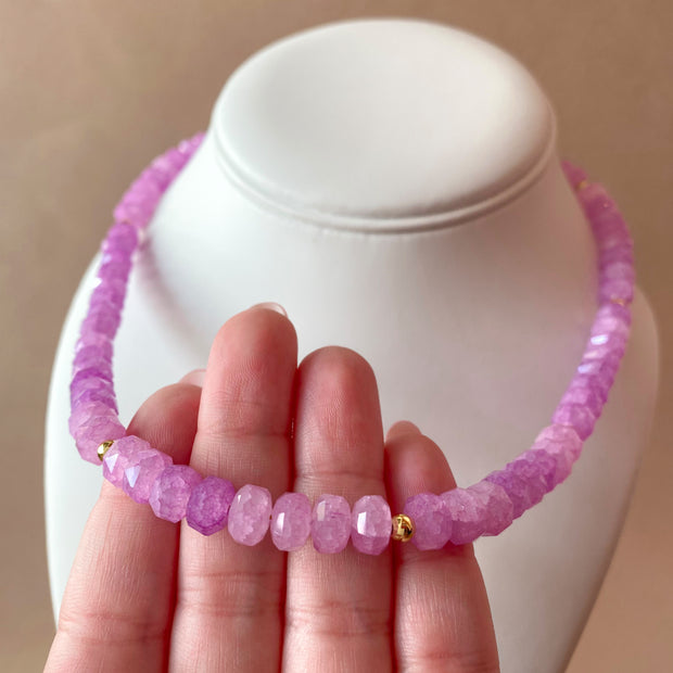 Orange, Green, Pink and Purple Crystal Beads Necklaces
