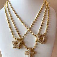Crystals Star, Cross & Heart Style Necklaces