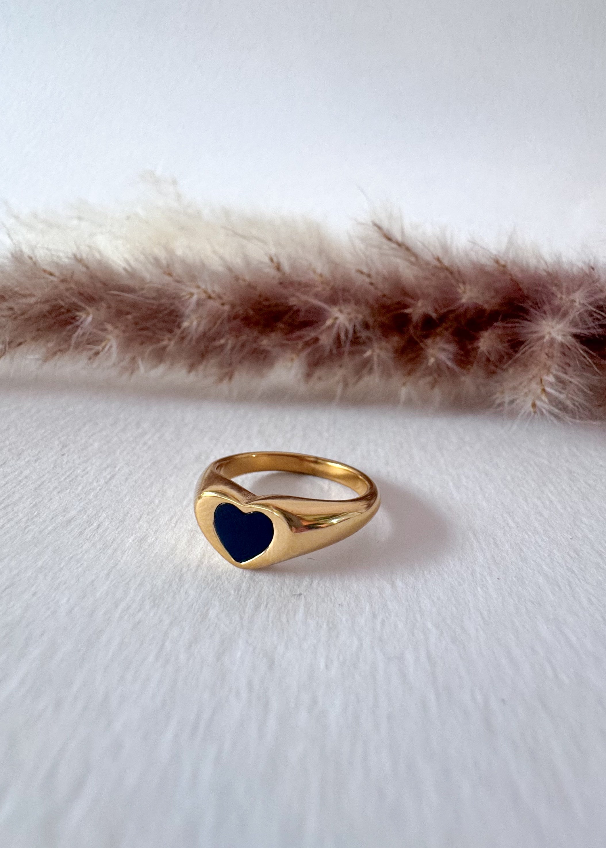 Black Heart Shape Steel Ring