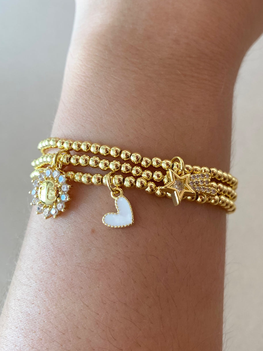 Star, White Heart and Faith Charms Elastics Bracelets