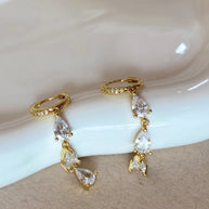 Crystal Drop Golden Hoops