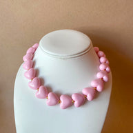 Pink Ceramic Hearts Pattern Necklace