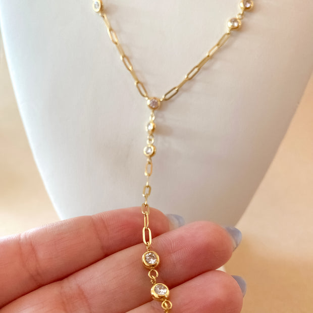 Large Bow tie Crystal Style Steel Necklace