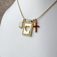 Heart Scapular Virgin + Cross Necklace