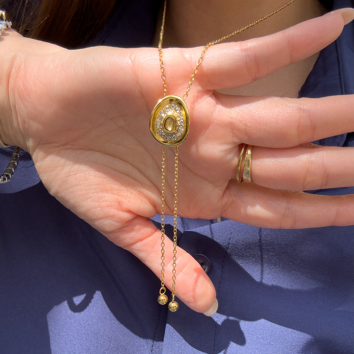 Golden Cowboy Y Style Adjustable Chain Steel Necklace