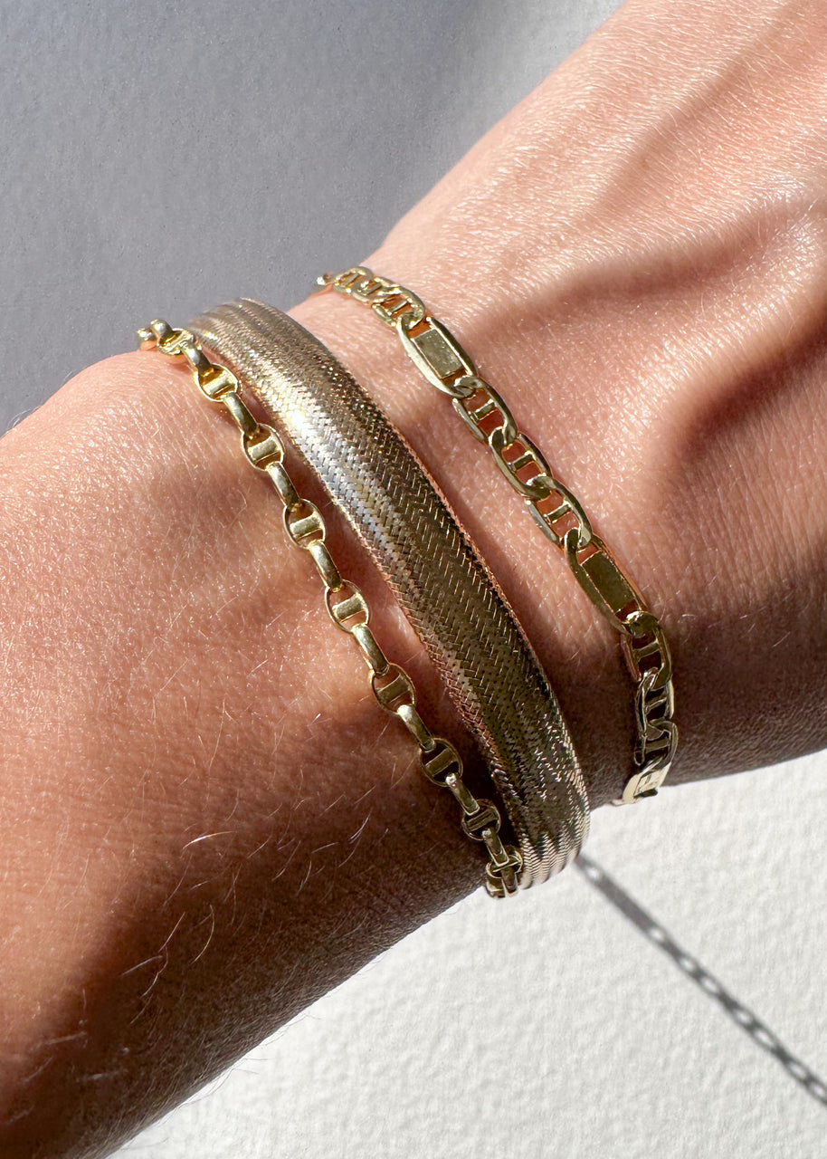 Plain Links Style 14k Solid Gold Bracelet