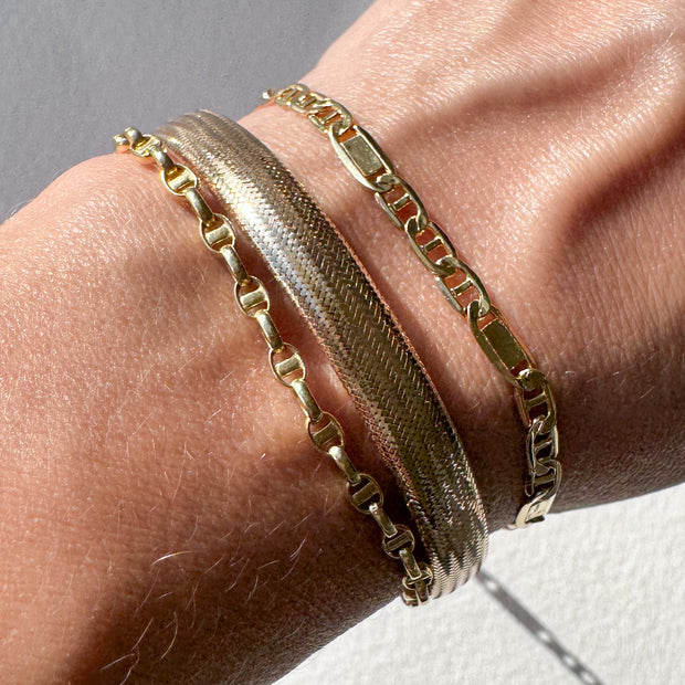 Plain Links Style 14k Solid Gold Bracelet